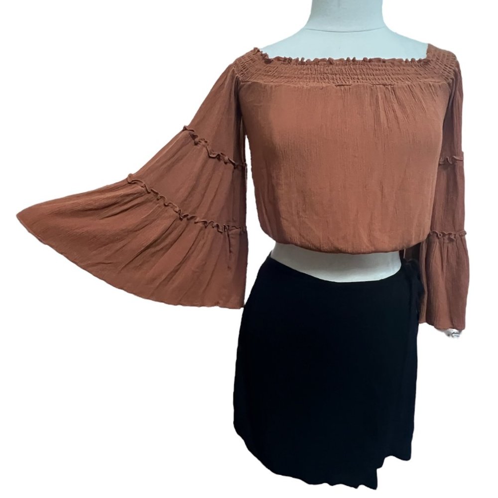 Copper colored tiered crop top